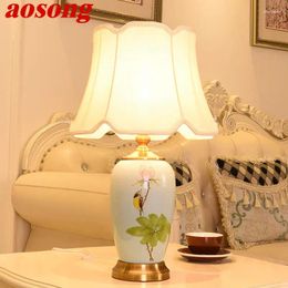 Table Lamps AOSONG Flowers Birds Ceramics Lamp LED Modern Simple Warm Creative Bedside Desk Light For Home Living Room Bedroom