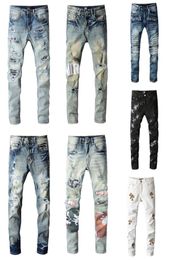 Pop Ripped Holes Famous Jeans Clothing Designer Pants Light Color Casual Man men hooide tshirt and shirts Denim Straight Biker Hi1353213