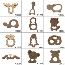 10 Safe Kara Teeth Baby Teeth Cute Antlers Design Wooden Ring Animal Shaped Toys Handmade Wooden Teeth Giraffe Teeth 240514