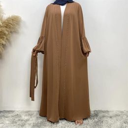 Ethnic Clothing Dubai Abaya Muslim Women Beading Open Kimono Cardigan Maxi Dress Islamic Eid Party Ramadan Turkey Arab Long Gown Kaftan