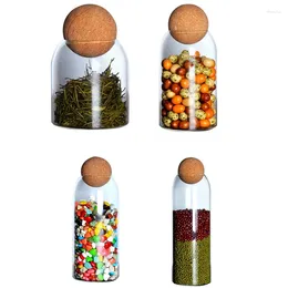 Storage Bottles Ball Cork Lead-Free Glass Jar With Lid Bottle Tank Sealed Tea Cereals Transparent Jars