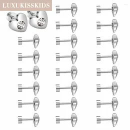 Stud Earrings LUXUKISSKIDS Elegant Chic Heart Shape With Clearly Cubic Zirconia Earring White Round Stone Stainless Steel 12pairs/lot