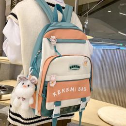 Backpack Patchwork Color Women Travel Girls Large Capacity Preppy Style Student High School Bag
