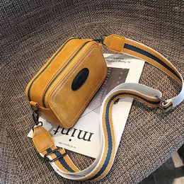 Shoulder Bags Vintage Printing Wide Strap Crossbody Women Designer Luxury Pu Leather Lady Messenger Bag Small Flap Square Female