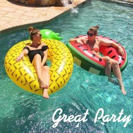 Sand Play Water Fun Pineapple and Watermelon Inflatable Buoy Swimming Pool Floating Ring Adult Summer Sports Party Toys Q240517