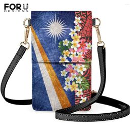 Shoulder Bags FORUDESIGNS Casual Mini Purse Crossbody Bag Plumeria And Tribe Print Womens Leather Mobile Phone Pouch Case Bolsa Mujer