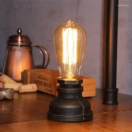 Table Lamps Vintage Retro Industrial Bronze Water Pipe Lamp Bar Bedroom Desk Fixtures Home Decor Indoor Lighting