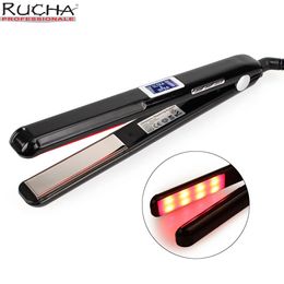 Flat hair iron ultrasonic cold hair care iron keratin treatment for curly hair recovery damaged hair straightener 240428