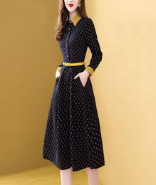 Autumn winter women dress france retro designer dress women long sleeve plaid print shirt dress8523252