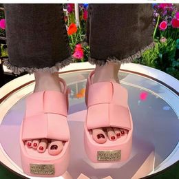 Slippers Women's 2024 Open Toe Thick Bottom Slope With High Heels Summer Fashion Outside Wear Woven Ladies Shoes