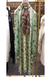 FashionAutumn Green Designer Designer Stand maniche lunghe Stampa da donna da donna039 Brand Same Style Vestidos 907103960699