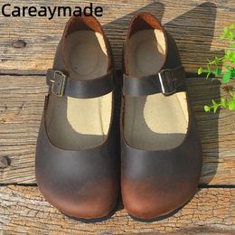 Casual Shoes Careaymade-Genuine Leather Women's Spring&summer Cork Bocken Japanese Retro Big Toe Men's Size35-45
