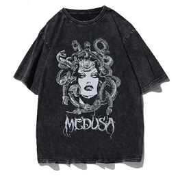 Gothic Dark Oversize Vintage T shirt Punk Graphic Clothes Harajuku Streetwear T shirt Hip Hop Washed Men Women T shirt 240517