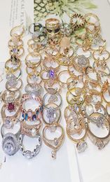 Diamond Imitation Gem Rings Women Fashion Zircon Ring Hand Ornaments Jewelry Mixed Batch Silver Gift Wedding Accessories1854347