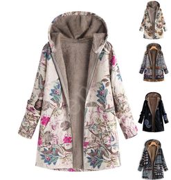 Women039s Autumn Jacket Women Female Windbreaker Leather Jacket Coat Floral Print Hooded Pockets Vintage Coats Herbst Jacke Dam2183697