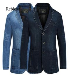 New Mens Denim Blazer Men Fashion Cotton Vintage Suit Jacket 4XL Male Blue Coat Denim Jacket men slim fat Jeans Blazers7056107