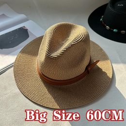 Berets Big Head 60CM Panaman Straw Hat With Foldable Woven Plus Size Men Jazz Women Sun Protection Shading