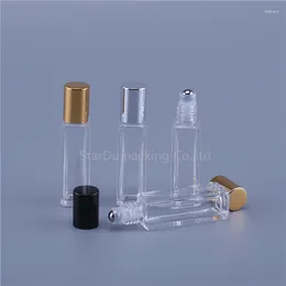 Storage Bottles 6pcs 5ML 10ML Portable Square Glass Massage Essential Oil Perfume Refillable Roller Packing Container