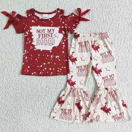 Clothing Sets Western Style Fashion Kids Clothes Girls Bell Bottom Outfits Boutique Baby Girls Clothes Set Rodeo Wholesale Childrens Clothing Q240517