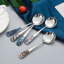 Spoons 1PC Stainless Steel Spoon Creative Color Korean Household Thick Rice Soup Large Round