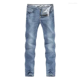 Men's Jeans 2024 Men Fashion Business Casual Straight Slim Fit Ultrathin Breathable Stretch Retro Blue Summer Denim Pants Plus Size 40
