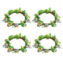 Decorative Flowers 4 Pcs Easter Ring Summer Decor Home Party Wreath Door Simulation Eucalyptus Silk Cloth Outdoor Garland