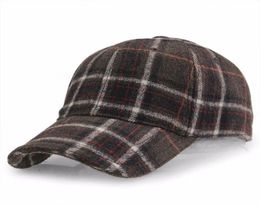 Ball Caps Winter Plaid Woollen Baseball Cap Men Women Cotton Snapbacks Hats5758121