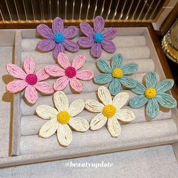 Stud Earrings Rattan For Women Summer Beach Dopamine Flower Dangle Drop Party Jewelry Gifts Vacation Accessory