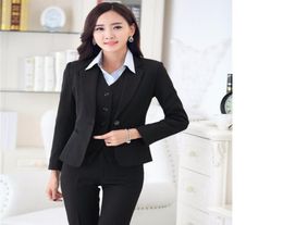 Formal Women Business Suits with Pant Blazer Vest 3 Piece Set Fashion Office Ladies Work Uniforms OL Style9478653