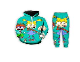 New Fashion MenWomens Cartoon Network Rugrats Funny 3D Casual Print HoodiePants ZX201292411