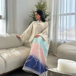 Ethnic Clothing Fashion Print Embroidery Abaya For Women Muslim Dubai Turkey Kaftan Evening Party Dress Ramadan Eid Djellaba Jalabiya