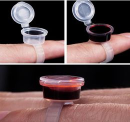 50PCS Tattoo Pigment Ink Ring Cup Holder With Lid Cover Cap for Eyelash Extend Glue Container Permanent Makeup Microblading Tool8339693
