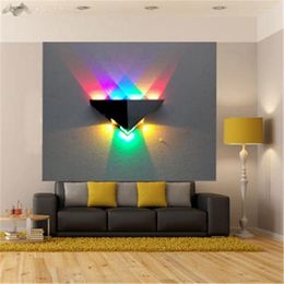 Wall Lamp JW_Colorful Decoration LED Light 3W Triangle Aluminum 5 Colors Lamps For Bedroom Living Room El Cafe Bar