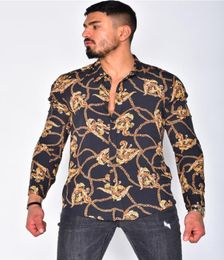 bohemian Men039s Digital Printed Shirt top blouse Cardigan Casual Lapel Long Sleeve camicetta Shirts Plus size xxxl chemisier2918503