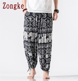 Zongke Nuovi pantaloni harem uomini pantaloni joggers pantaloni casuali uomini stampanti elefanti stampati hip hop streetwear plus size m5xl 2011098068643