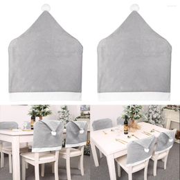 Chair Covers 4PCS Christmas Reusable Grey Santa Claus Hat Dining Decor Festival Party