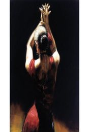 Handmade Canvas art Oil paintings Flamenco Dancer in Red Modern figure Beautiful Woman Artwork for home decor3625848