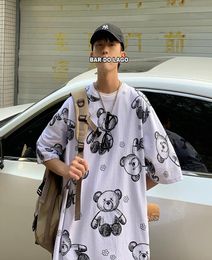 Men039s TShirts Korean Short Sleeve Men Tshirts Summer Hong Kong Style Couple Clothes Animal Bear Funny Cartoons Anime Graphic3459582