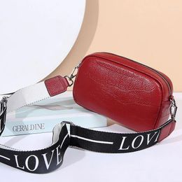 Shoulder Bags High Quality Wide Strap Solid Colour Messenger Bag Ladies Retro PU Handbag Fashion Brand Designer