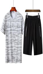Men Set Summer Men Tracksuit ShortSleeve T Shirt Shorts Sets 2 Pieces TopsShorts Casual Male Sweatshirt Sportswear Suit TZ122967404791857