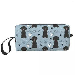 Cosmetic Bags LOVE Black Toy Poodle Makeup Bag Organiser Storage Dopp Kit Toiletry For Women Beauty Travel Pencil Case