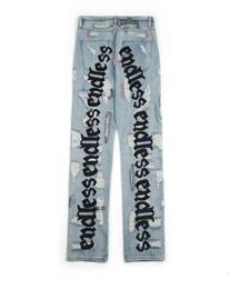 Endless Men Women Jeans High Quality Hip Hop Denim Pants Embroideredy Broken Do Old Hole Streetwear Jeans2584945