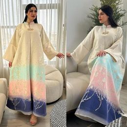 Ethnic Clothing Morocco Print Kaftan Dubai Turkey Embroidery Abaya Dresses For Women Islamic Party Gown Muuslman Vestidos