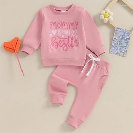 Clothing Sets 0-36months Baby Girl Spring Fall Clothes Letter Heart Print Round Neck Long Sleeve Pullover Pants Outfit For Infant Girls