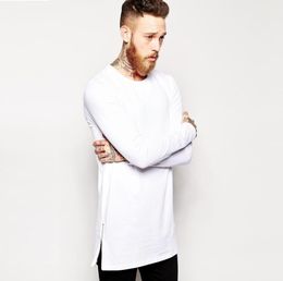 Fashion High street hip hop Wish Men039s long sleeve tee side zipper decoration 100 cotton with long sleeve Tshirt5916143