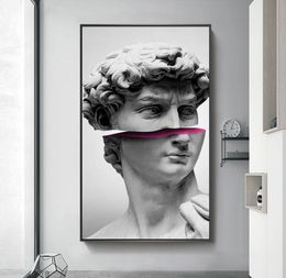 Funny Art Of David Vaporwave Sculpture Canvas Art Posters And Prints Abstract David Canvas Paintings On the Wall Art Pictures1540979