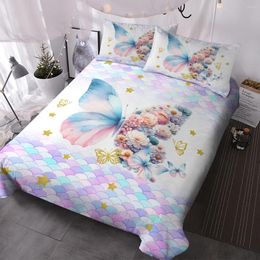 Bedding Sets 3pc Romantic 3D Oil Painting Flowers And Butterfly Duvet Cover Set Microfiber Soft Lightweight Comforter Sheets Pillow Cases