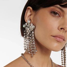Backs Earrings Stonefans Elegant Crystal Tassel Clip No Piercing For Women 2024 Wedding Jewellery Geometry Ear Party Gift