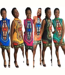 Traditional African Floral Printed Dresses Women Summer Lady Casual Pencil Dress Women039s Sexy Short Sleeve Party Dress2082774