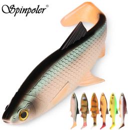 Baits Lures Spinpole 3D River Roach Paddle Tail Swimming Pool Soft Fishing Bait 8cm 10cm 13cm Walleye Perch Bass Pike Artificial Bait SwingerQ240517